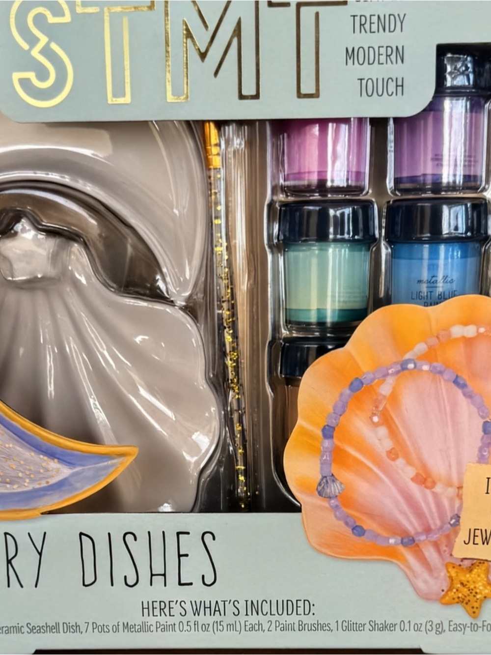 Seashell Jewelry Dish Paint Kit by — Pink & Light Blue